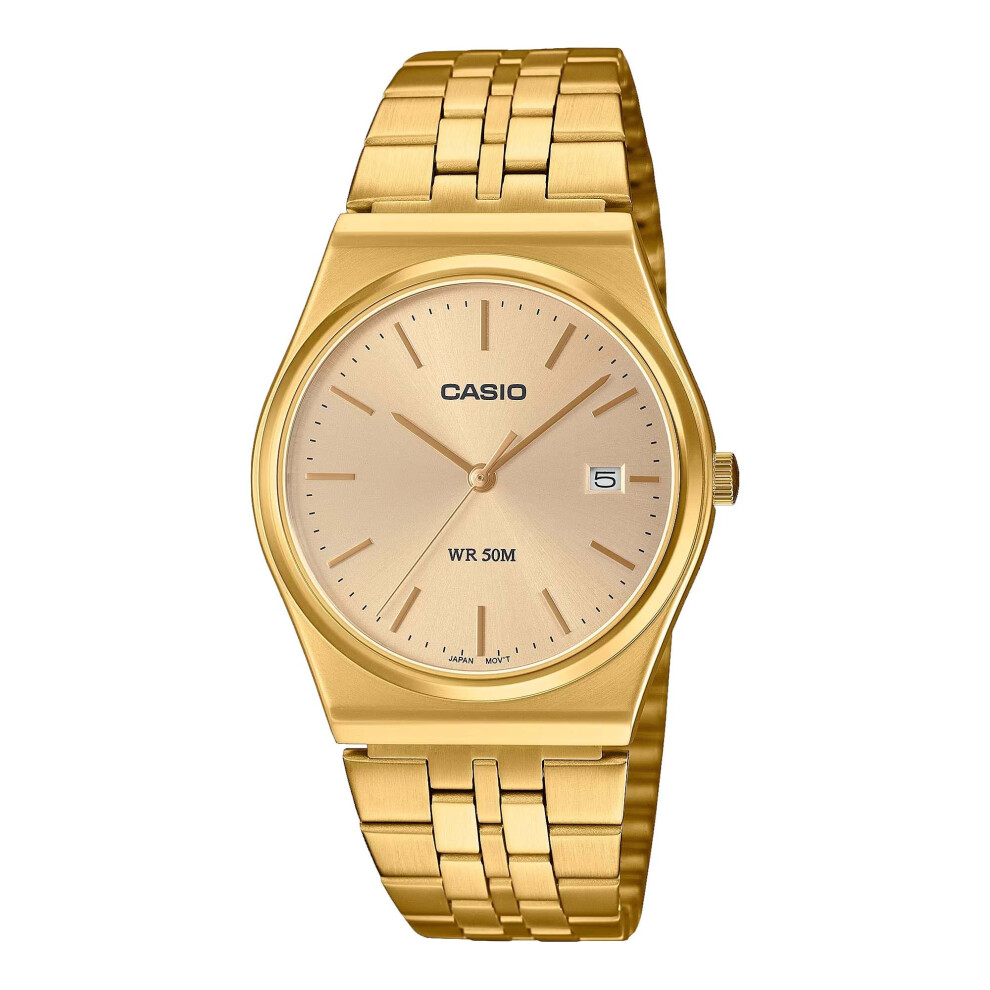 Casio MTP-B145G-9AV Men's Vintage Gold Tone Stainless Steel Gold Dial 3-Hand Analog Watch