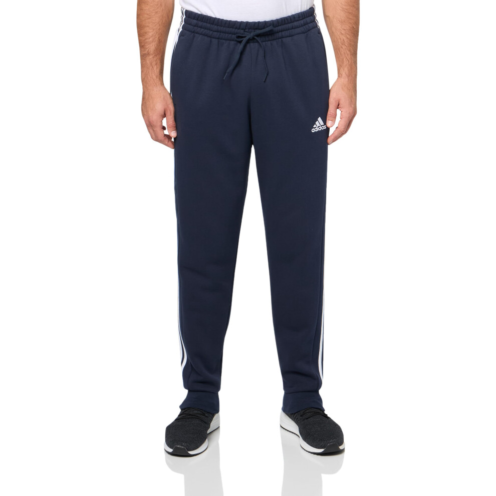 adidas Men's Essentials 3-Stripes Fleece Tapered Cuff Pants  Ink