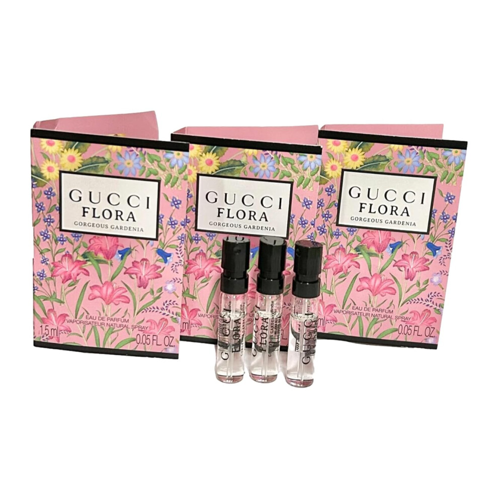 Gucci Flora Sample Perfume Perfume Gorgeous Gardenia Women Spray 1.5 ml / 0.05 oz set of 3