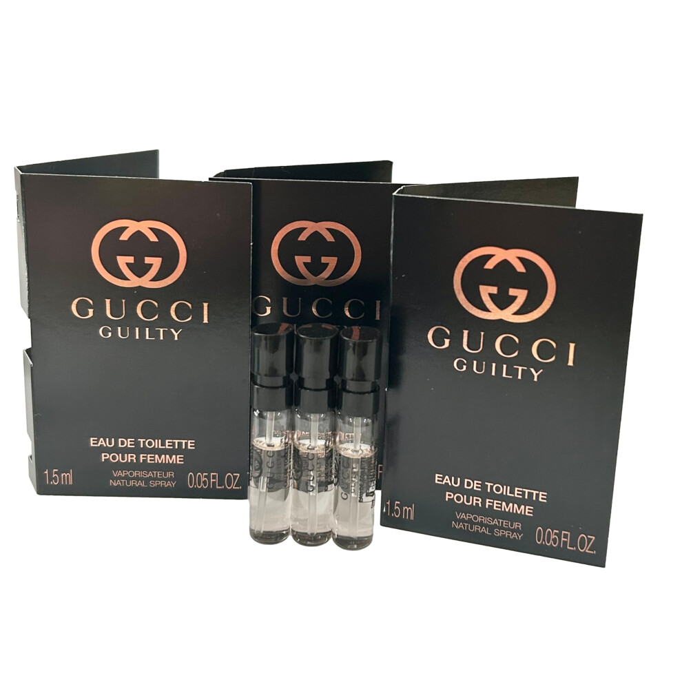 Gucci Guilty Sample Perfume Women Sample EDT Spray 1.5 ml / 0.05 oz Small travel size - set of 3
