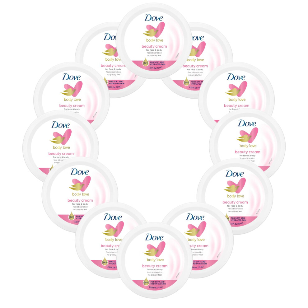 Dove Nourishing Body Care  Face  Hand  and Body Beauty Cream for Normal to Dry Skin Lotion for Women with 24-Hour Moisturization  12-Pack  2.53 Oz Eac