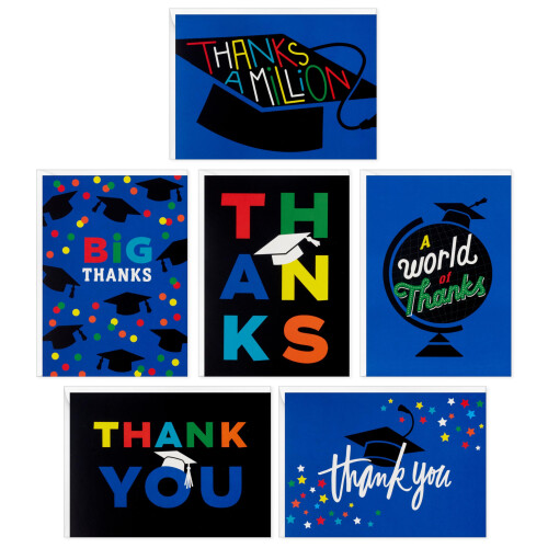 Hallmark Bulk Graduation Tak Cards (48 Tak Notes With konvolutter) Blå og sort