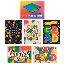 Hallmark Afstudeer Kaarten Assortiment, Retro Rainbow (36 Lege Kaarten met Enveloppen, 6 Ontwerpen)