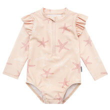 Gerber Meisjes Peuter Lange Mouw One Piece Rashguard Badpak, Roze Zeester