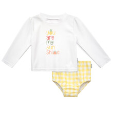 Gerber Baby Meisjes Peuter Lange Mouwen Rashguard Zwemset, Geel Fruit, 12 Maanden
