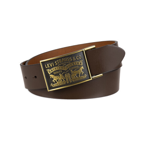 Levi's Cinto jeans dirio masculino Levi's com fivela de placa removvel marrom snap extragrande (42-44) 1