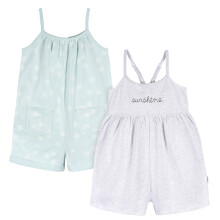 Gerber Baby Girls Toddler 2-Pack ?rmel?s Romper Jumpsuit Lysegr? og Sand Dollars 12 m?neder