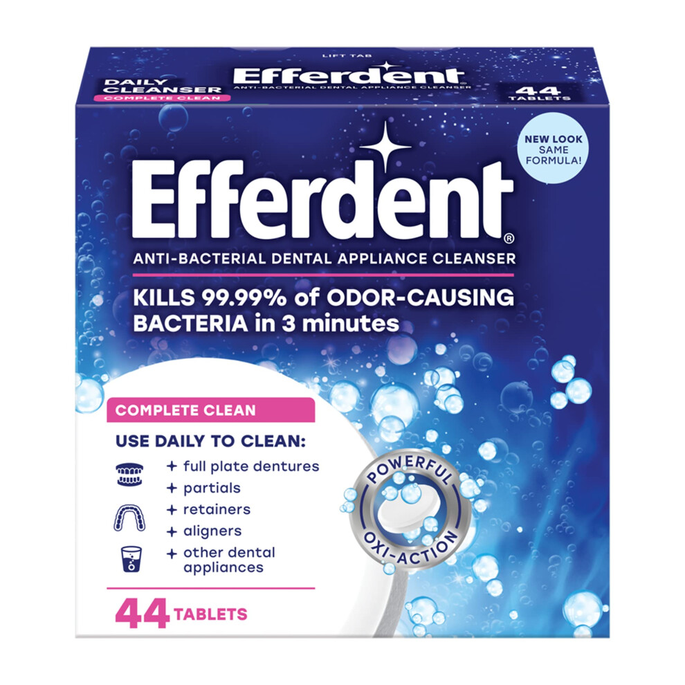 Efferdent Denture Cleanser Tablets Complete Clean Cleanser For Retainer And Dental Appliances 44 Tablets