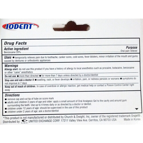 Gel analg   sico oral Iodent 0.42 oz 1