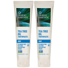 Desert Essence Tea Tree Oil Tandpasta - Munt - 6,25 Oz - Pak van 2 - Verfrissende smaak - Reinigt tanden en tandvlees diep - Helpt tandplak te bestri
