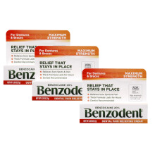 Creme Analgésica Benzodent para Dentaduras e Aparelhos, tubo de 0,25 oz (Pacote de 3)