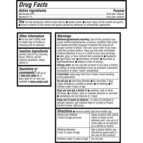 Orajel 2X Liquido medicato per mal di denti e afte 0,45 fl oz 1