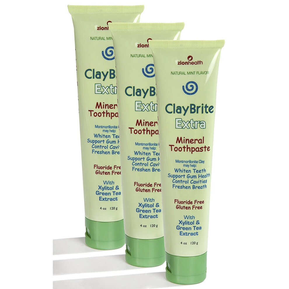 Adama Minerals Zion Health Claybrite Extra Mineral Toothpaste 3 Pack3