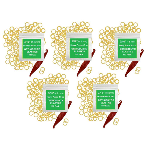 Elásticos Ortodonticos de Borracha - 3/16 polegadas, Pequenos, 500 Pacote, Bicolor