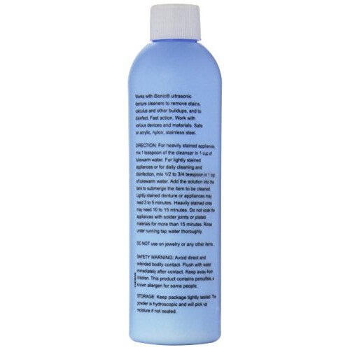 iSonic White CSDW01 Rensende Krystal til Tandproteser, 8OZ flaske 1