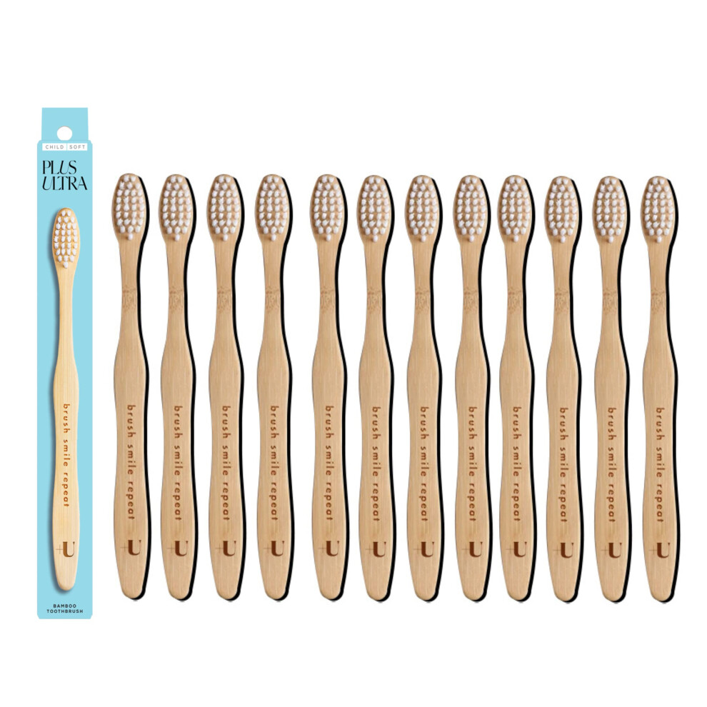 Plus Ultra Kids Bamboo Toothbrush - Biodegradable Eco-Friendly and BPA Free Soft Bristle Toothbrush - Dentist-Approved All-Natural Toothbrush wi