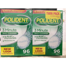 Verbeterde Triple Mint-versheid - Polident Antibacteri?e 3 minuten kunstgebitreiniger 96 tabletten per doos (pak van 2)