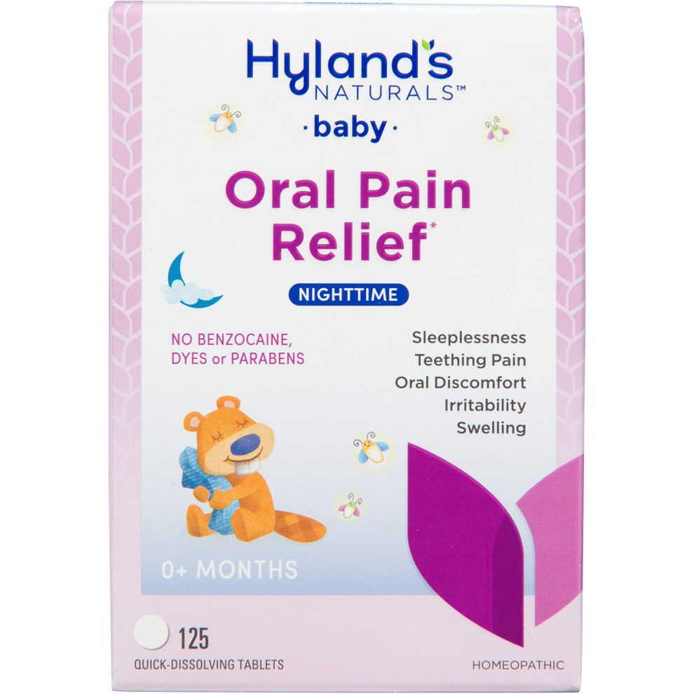 Hyland's Naturals Baby Nighttime Soothing Tablets With Chamomilla Natural Relief Of Oral Discomfort Irritability And Swelling 125 Count