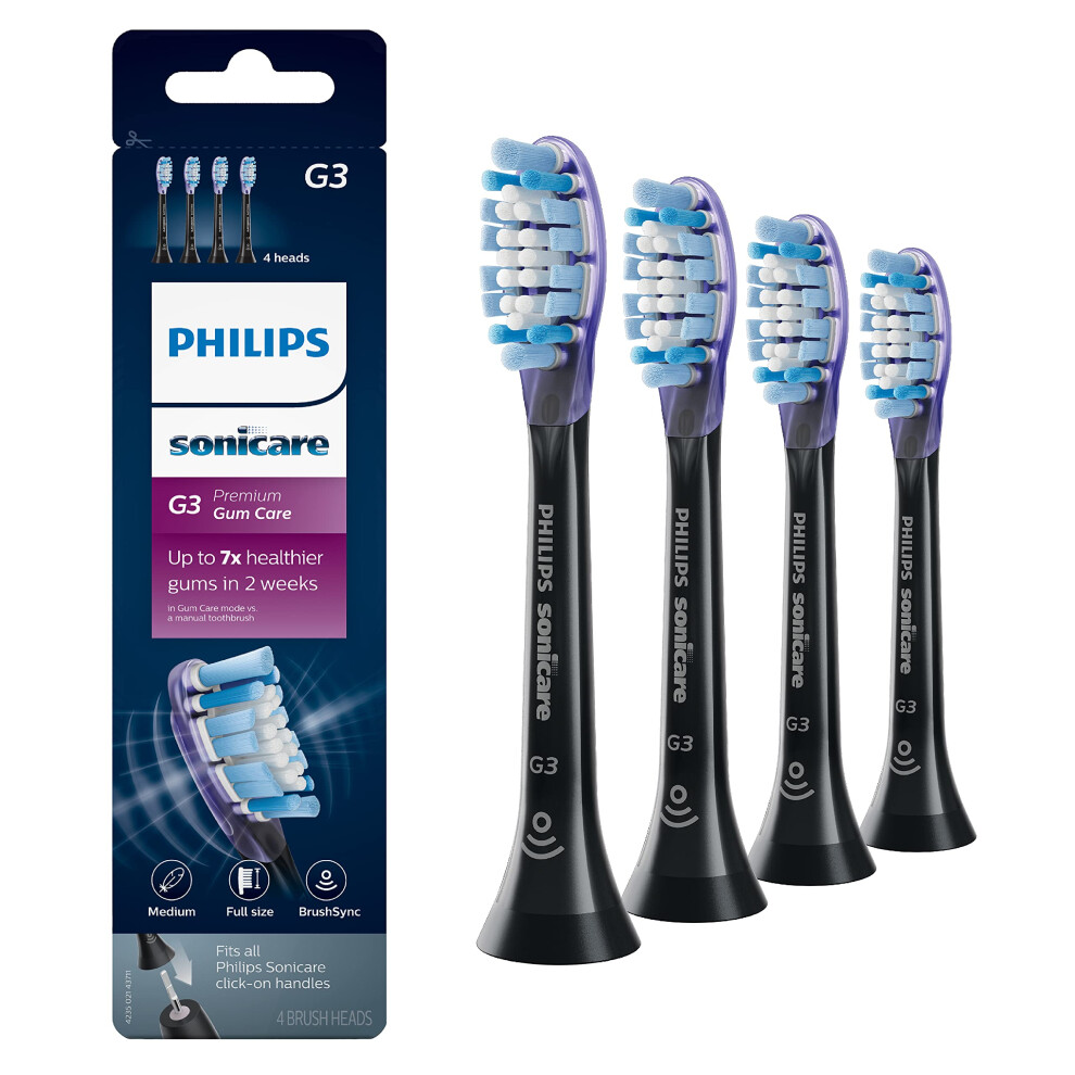 Philips Sonicare Genuine G3 Premium Gum Care Replacement Toothbrush Heads Black Hx9054/95