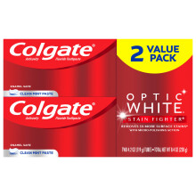 Colgate Optic White Whitening Zahnpasta Stain Fighter Mint, 2 St ck (1er-Pack)