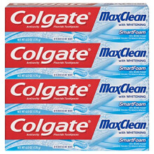 Colgate Max Clean Whleaming -Zahnpasta mit Fluorid -Sprupernmnze 6 Unze 4 Pack