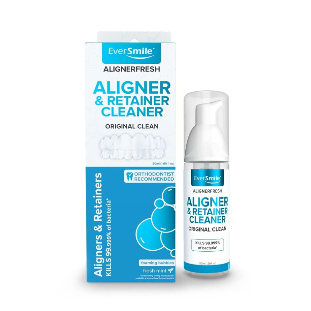 EverSmile AlignerFresh Original Clean - AlignerFresh Cleaning Foam for Invisalign  ClearCorrect  Essix  Hawley Trays/Aligners. Cleans  Eliminates Bact