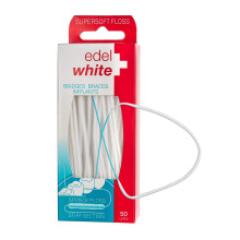 Edel+White Super Soft Dental Floss 50 tandtr?d til broer Ortodontiske seler Dentalimplantater L gevindtr?d til seler og broer l blid forudsk?ret