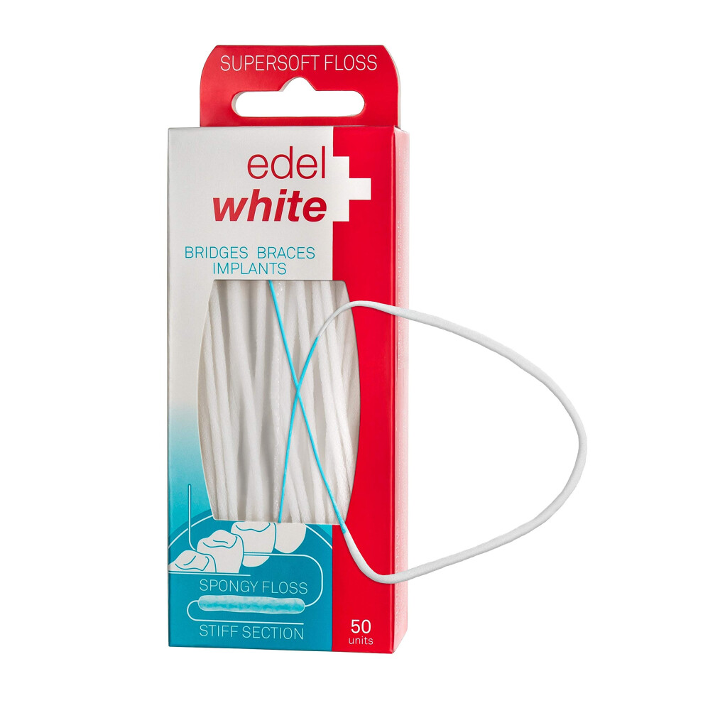 Hilo Dental Supersuave Edel+White 50 Enhebradores Para Puentes, Aparatos De Ortodoncia E Implantes Dentales L Hilo Dental Enhebrado Para Aparatos-image