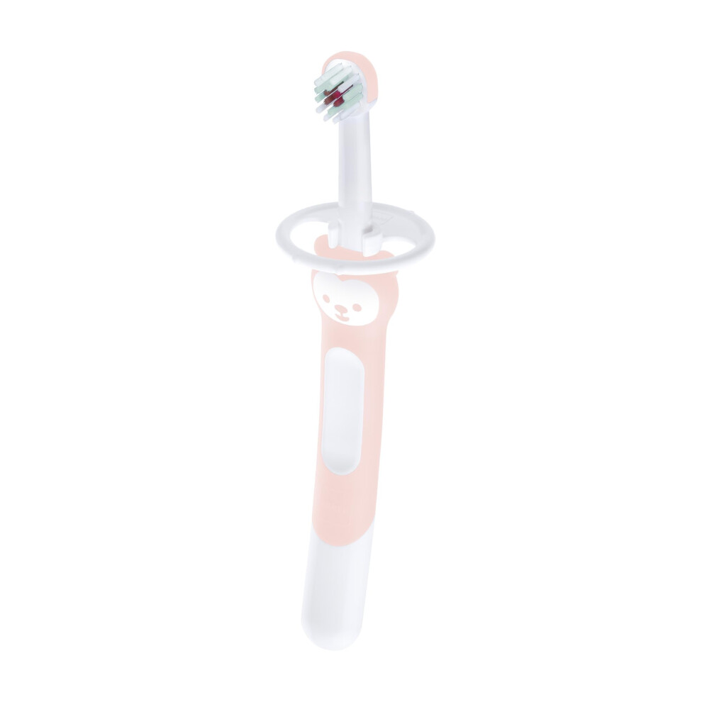 Mam Training Toothbrush For Babies (1 Baby's Brush With Safety Shield) Baby Toothbrush With Brushy The Bear Character Interactive App For Girls 5+