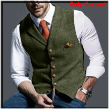 (StyleD,XXXL)UK Herren Weste Fischgrät Weste Vintage formell Kerb Revers Retro Vest