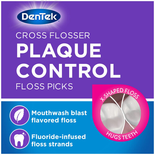 DenTek Cross Flosser Plaque Control Floss Picks X-Shaped Floss 75 Count 3 Pack 1