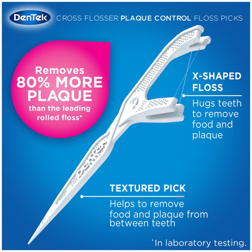 DenTek Cross Flosser Plaque Control Floss Picks X-Shaped Floss 75 Count 3 Pack 2