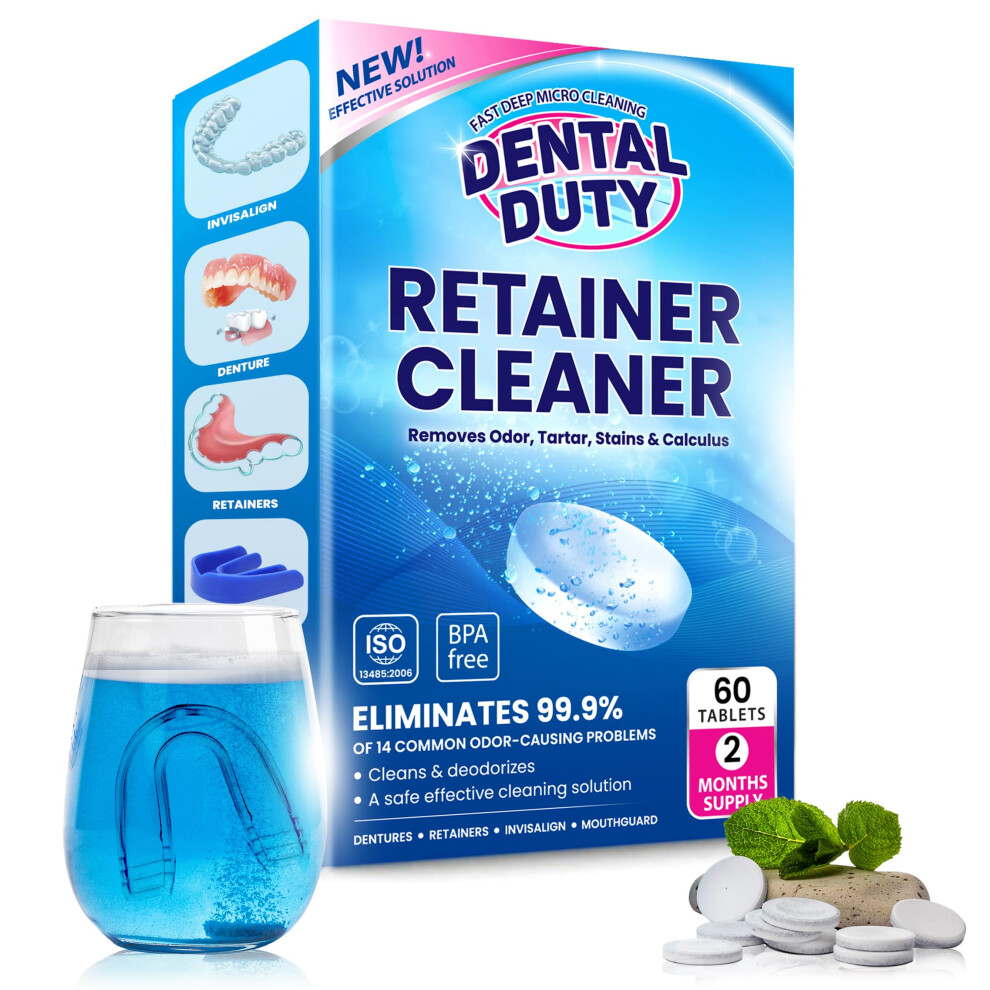 Tandlã¦Ge 60 Units Retainer Cleaner And Denture Cleaning Tablets - Mouthguard Cleaner And Denture Cleaner Tablets Remove Plaque, Odors And Stains From Aligners,