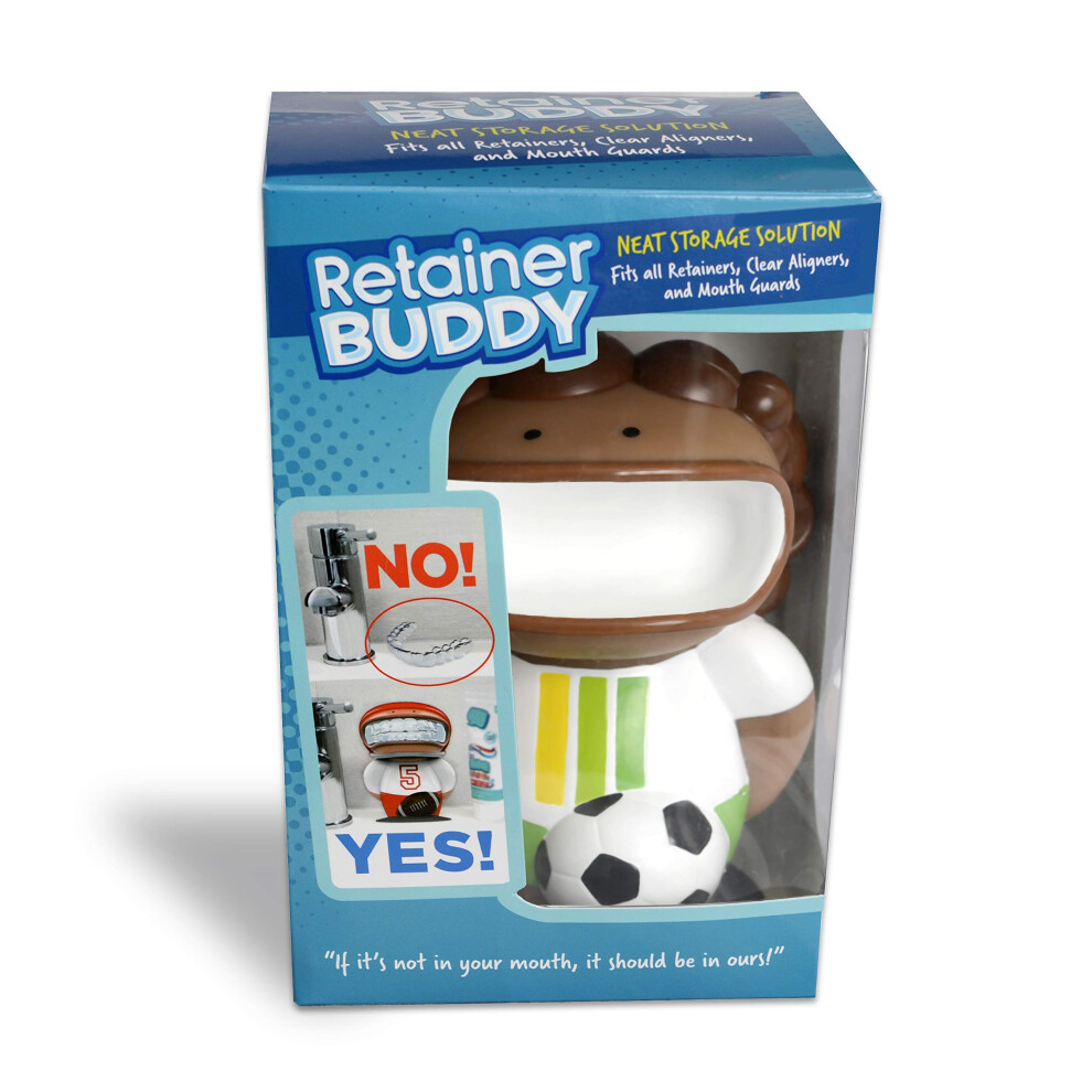 Lullubee Retainer Buddy Soccer Player - Sanitary Orthodontic Storage For Retainers Clear Aligners And Mouth Guards - A Clean Stylish Case Alternative