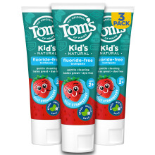 Tom's of Maine Fluoridfreie Kinderzahnpasta, nat   rliche Zahnpasta, farbstofffrei, ohne k   nstliche Konservierungsstoffe, Silly Strawberry, 5,1 Unz