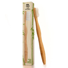 Natural Bamboo Wood Toothbrush Soft White Bristles by 24k Organic--Biodegradable  BPA Free  Eco-Friendly  Vegan Friendly  Environmentally Clean-Go Gre