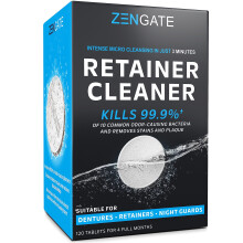 ZENGATE Retainer Cleaner Tabletten - Snelle 3 minuten durende reiniging voor kunstgebitten Mondbeschermers Aligners en Nachtbeschermers - 120 Tandrei
