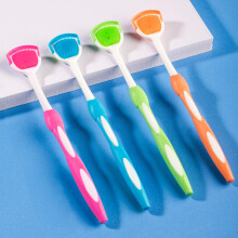 Tongborstel, tongschraper, tongreiniger, helpt slechte adem te bestrijden, 4 tongschrapers, 4 stuks (blauw, groen, oranje en rood)