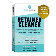 Retainer Cleaner, Dentuur Cleaner (120 Tabletten) Verwijdert Troebelheid, Verheldert en Verfrist