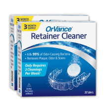 OrVance Retainer Cleaner-tabletten (56 stuks) | Slechts 2 schoonmaakbeurten per week vereist | Verwijdert geuren en vlekken voor Invisalign mond-/nac