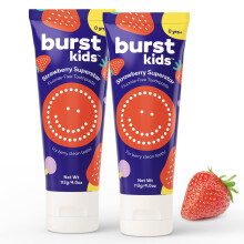 BURST Fluoridfreie Erdbeer-Zahnpasta für Kinder (4oz/2er Pack) | Lecker, Farbstofffrei für Babys & Kleinkinder ab 0+ | mit Nano-Hydroxyapatit
