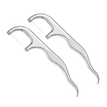 Woiwo 2pcs rustfrit stål tandtråd bærer oral pleje flosser rengøring tandlæser værktøjer bærbar tandtråd