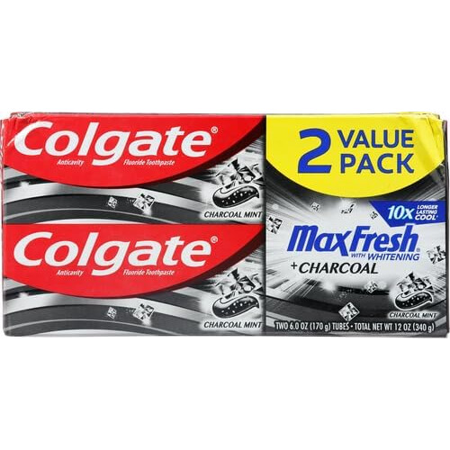 Colgate Dentifricio Colgate Max Fresh + Carbone e Menta (confezione da 2 da 6 once) 1