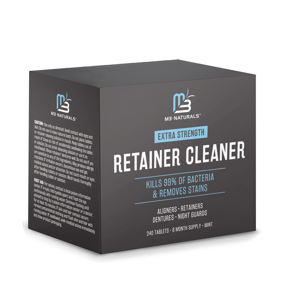 M3 Naturals Retainer And Denture Cleansers 240 Tablets Removes Bad Odors Discoloration Stains Plaque For Cleaning Invisalign Mouth Guard Night Guard And Removable