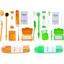 smillsu 2 x Portable Orthodontic Oral Care Kit Travel Kit for Patients Interdental Brushing Wax Floss Toothbrush Cleaning