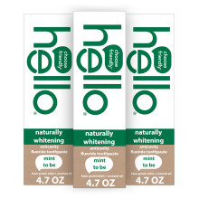Hello Naturally Whitening Fluoride Toothpaste Natural Peppermint Flavor and Tea Tree Oil Peroxide Free Gluten Free SLS Free 3 Pack 4.7 OZ Tubes