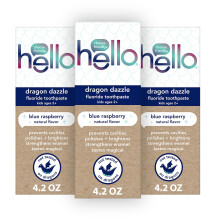 Hallo Dragon Dazzle Blue Himbeer Kinder Zahnpasta Fluorid Zahnpasta Alter 2+ Keine knstlichen Sstoffe keine SLS Gluten frei veganer Packung mi