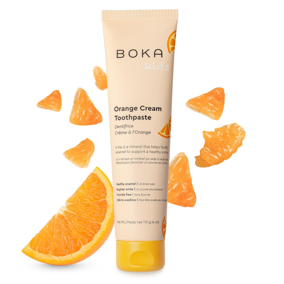 Boka Fluoride Free Toothpaste - Nano Hydroxyapatite Remineralizing Sensitive Teeth Whitening - Dentist Recommended For Adult Kids Oral Care - Oran