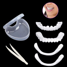 1Set-tandproteser Vener Tandtandvrdssatser fr antikolar Ortodontiska kosmetiska tnder Smil Snap Tooth. (Vit 1Top+1Bottom+2adhesives+1TWeezers