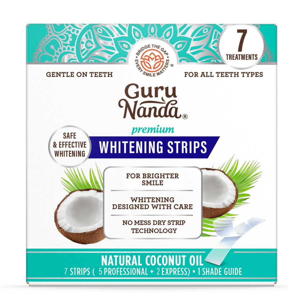 GuruNanda Teeth Whitening Strips - 7-Day Treatment with Non-Slip  Dry Strip Technology - Whitening Designed with Care for a Brighter Smile